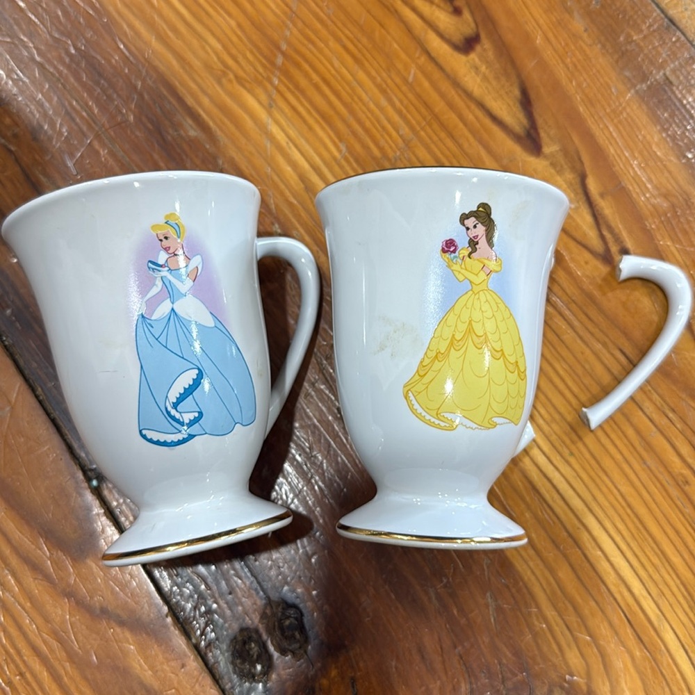 Disney Store Vintage Princess Belle Beauty and the Beast and Cinderella Mug
